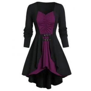 Tunic Top 5XL Black Ruched Grommet Buckle Corset Goth Cosplay Steampunk Dress